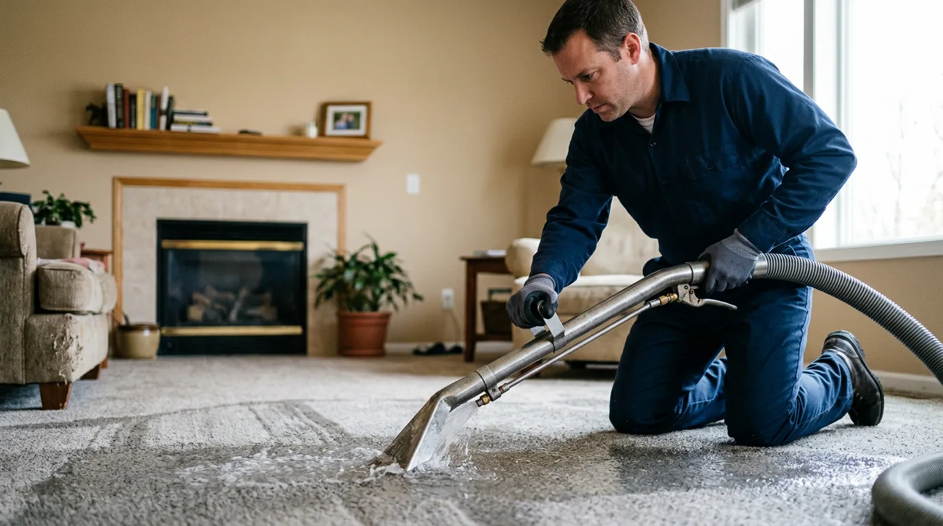 Water damage restoration technician working near Miami, WV